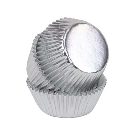 Metaliczne MINI Papilotki Na Muffinki 35mm SREBRNE 45szt Papilotki