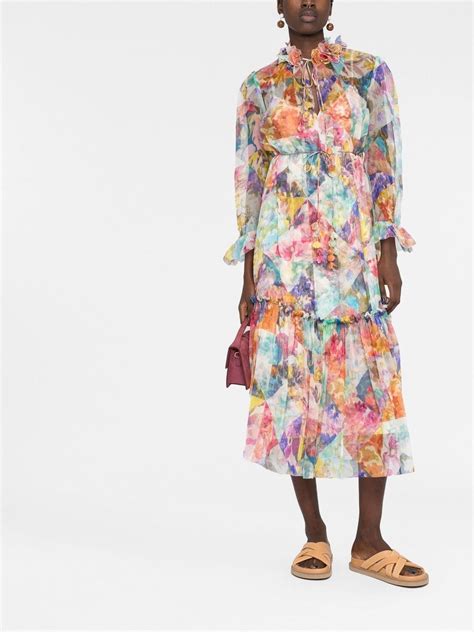 Zimmermann Floral Print Silk Maxi Dress Modesens