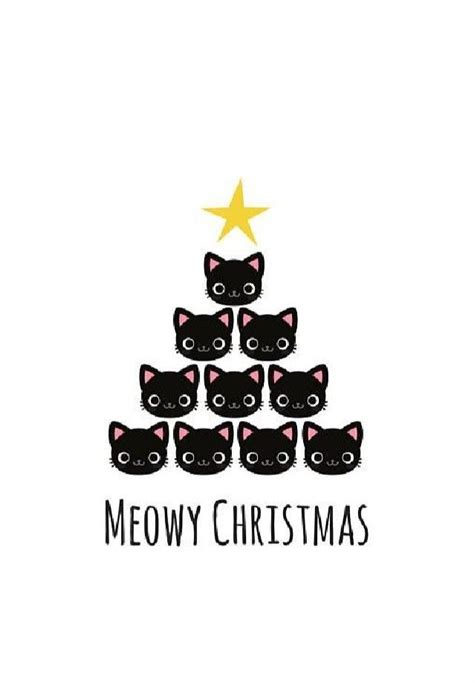 A Christmas Card With Black Cats And The Words Meowy Christmas