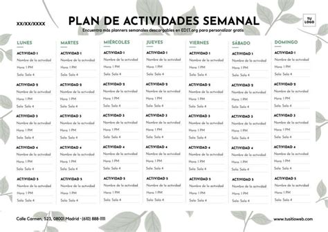 Plantillas De Planificadores Semanales Editables Online