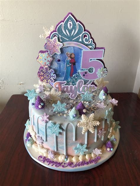 Frozen Th Birthday Cake With Fondant Snowflakes Topper Adrienne