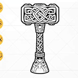 Mjölnir SVG Norse Viking Hammer Svg Cut File Thor s Hammer Black and