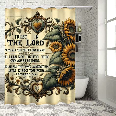 Lzatpd Sunflower Shower Curtain Inspirational Quotes Bathroom Curtains