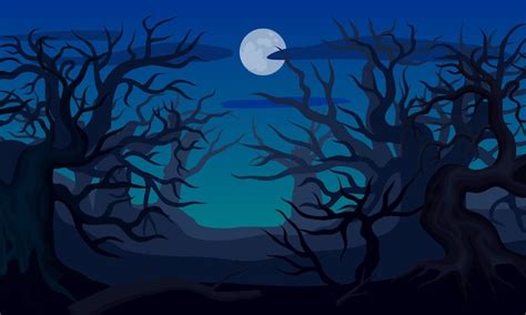 Scary Cartoon Forest Background