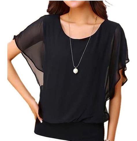 Uvplove Womens Summer Casual Short Sleeve Chiffon Top T Shirt Blouse