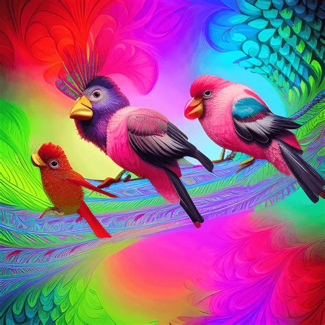 Intricately Rendered 3 Birds Singing · Creative Fabrica