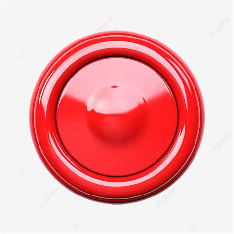 Red Button Isolate Backbround 3d Render Shiny Round Web PNG