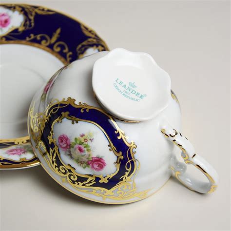 Cup Tea L Saucer Sonata Cobalt Blue Rose Leander