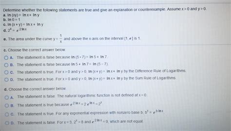 Solved Determine Whether The Following Statements Are True Chegg