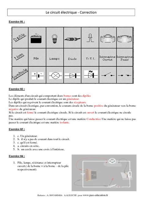 Circuit Lectrique Exercices Corrig S Me Physique Chimie