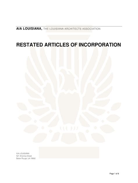 Fillable Online Restated Articles Of Incorporation Aiala Fax Email