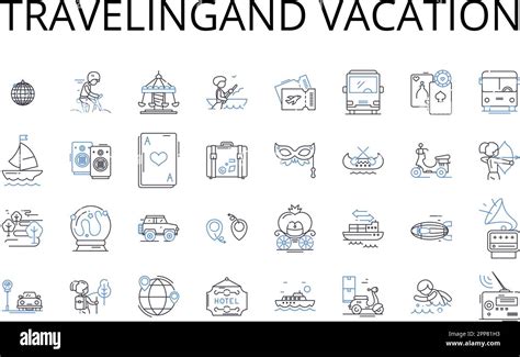 Travelingand Vacation Line Icons Collection Journeying Roaming