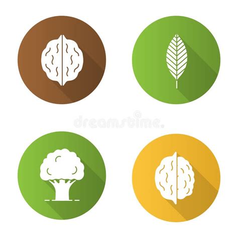 Diseño Plano Forestal Conjunto De Iconos De Glifos De Sombra Larga