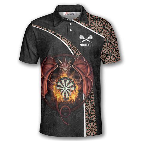 Retro Fire Dragon Custom Darts Shirts for Men - Primesty