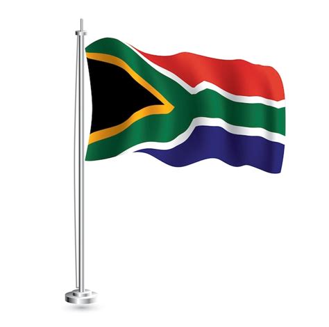 Bandera de sudáfrica bandera de onda realista aislada de país de