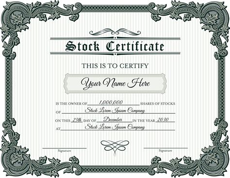 EDITABLE Stock Certificate Template, DIY Certificate of Stock ...