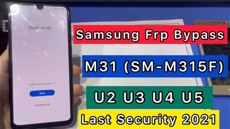 Samsung M31 SM M315F U2 U3 U4 Frp Google Account Bypass Android 11