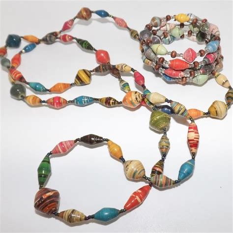 Handmade Jewelry Long Paper Bead Necklace Bracelet From Uganda Poshmark