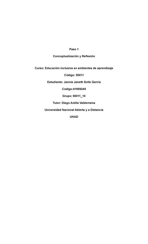 Paso 1 Conceptualización Y Reflexión Paso 1 Conceptualización Y Reflexión Curso Educación