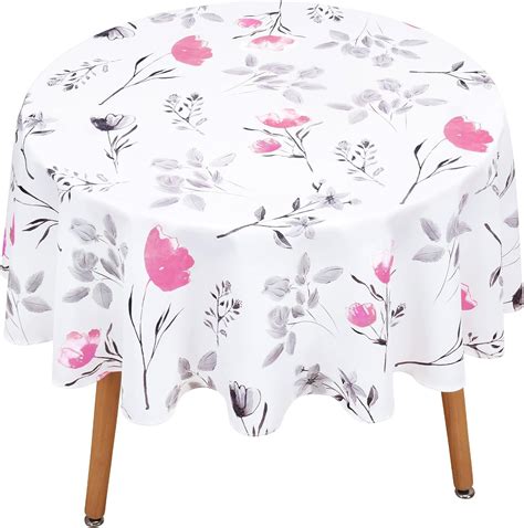 Likiyol Floral Tablecloth 60x60 Inch Round Flower Decoration Table Cloth For Spring