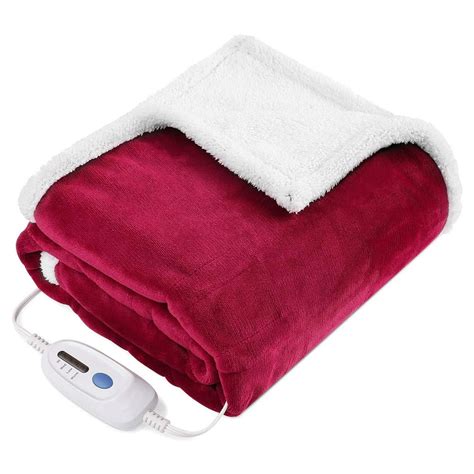 MaxKare Electric Blanket Heated Throw Flannel & Sherpa Fast Heating ...