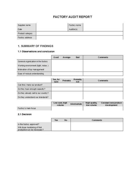 Audit Findings Report Template Professional Template Examples