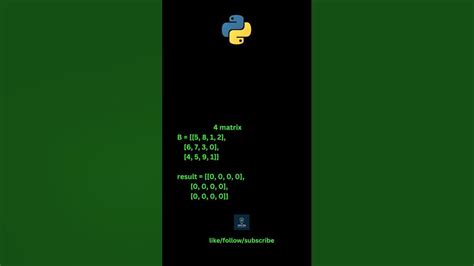Python Program To Multiply Two Matrices Using Nested Loops Youtube