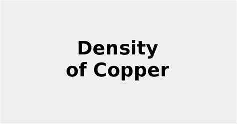 Density Of Copper