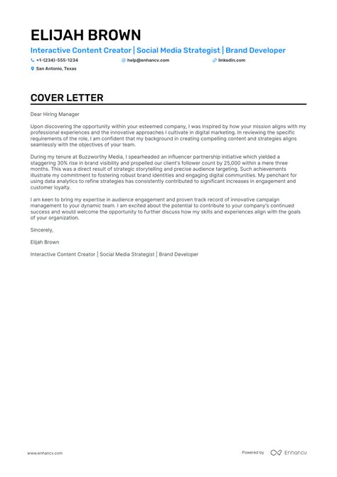 Professional Interactive Designer Cover Letter Examples And Template For 2025 Enhancv