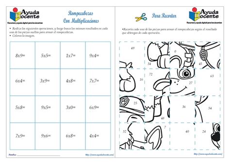 Rompecabezas De Multiplicaciones Para Imprimir Ayuda Docente