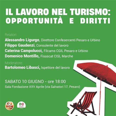 Il Lavoro Nel Turismo Opportunità E Diritti Pd Pesaro E Urbino