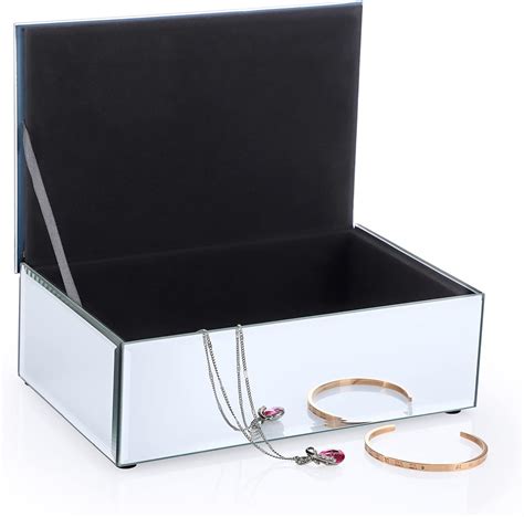 Amazon ELLDOO Jewelry Box Glass Mirrored Storage With Crushed