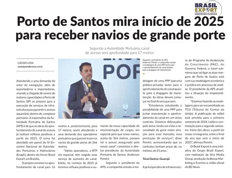 Sopesp Porto De Santos Mira Início De 2025 Para Receber Navios De