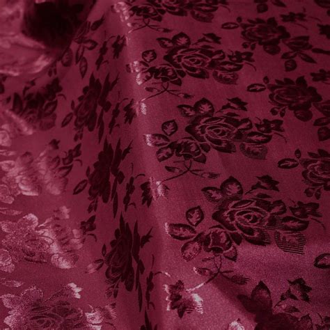 Kayla Burgundy Polyester Floral Jacquard Brocade Satin Fabric Etsy