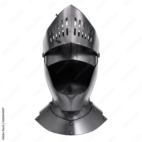 Medieval Knight Armet Helmet With Open Visor Front View Used For