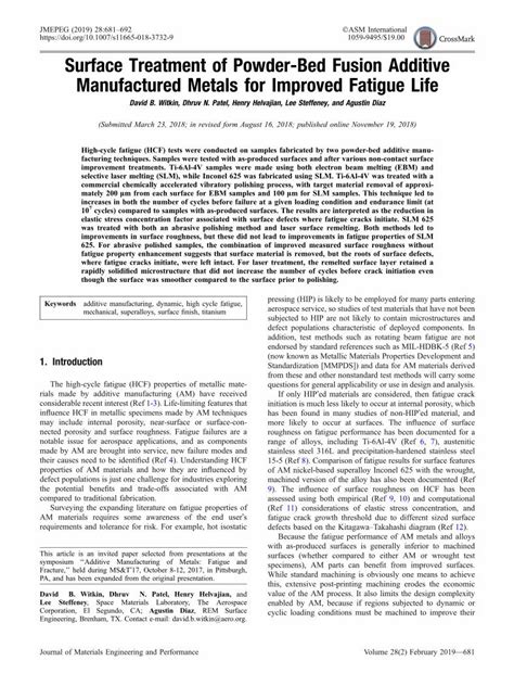 PDF Surface Treatment Of Powder Bed Fusion Additive May Include