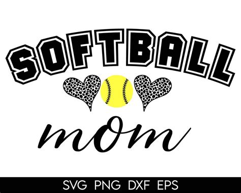 Softball Mom Svg Leopard Heart Svg Leopard Print Svg Sports Svg