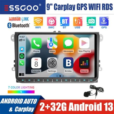 Autoradio Carplay Android Gps Rds Bt Per Vw Golf Touran Polo