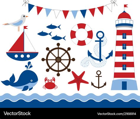 Nautical Set Royalty Free Vector Image Vectorstock