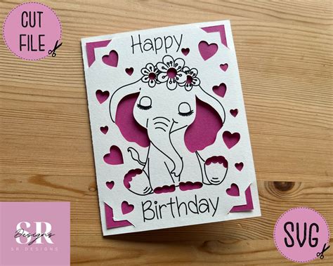 Svg Birthday Insert Card Cricut Joy Friendly Draw And Cut Etsy