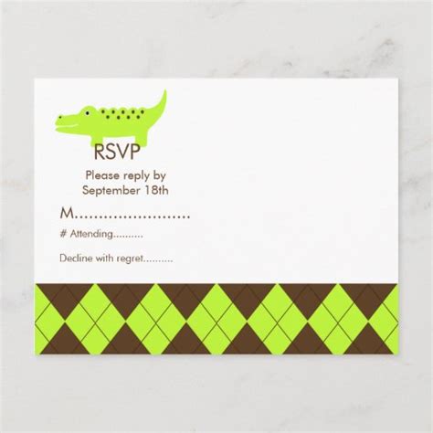 Cute Preppy Alligator Baby Shower Rsvp Post Card Zazzle