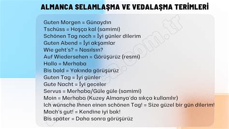 Almanca Kelimeler Ve Temel Fadeler Almanca A Dersleri