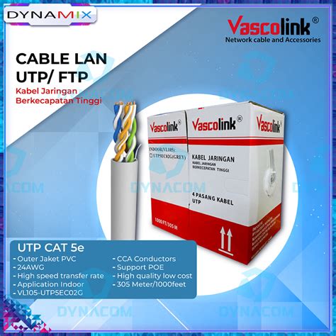 Jual Eceran Indoor Kabel LAN Vascolink UTP Cat 5e CCA Per Meter Kabel