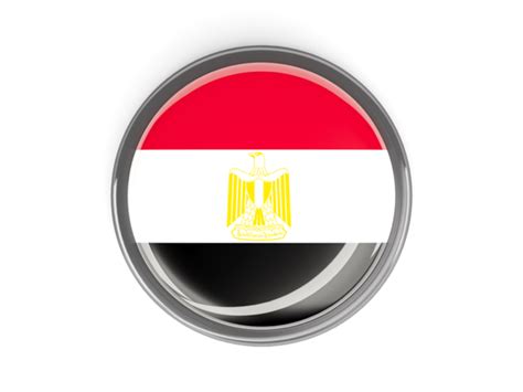 Metal Framed Round Button Illustration Of Flag Of Egypt