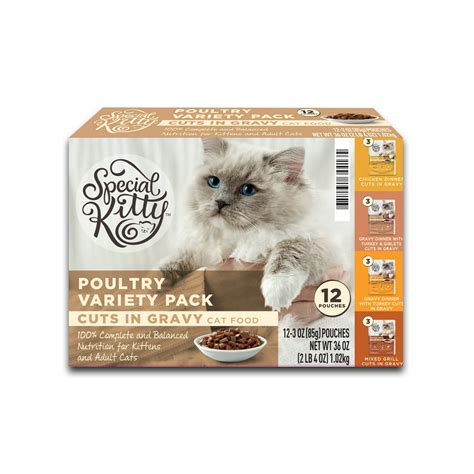 Special Kitty Poultry Cuts In Gravy Wet Cat Food Variety Pack 3 Oz