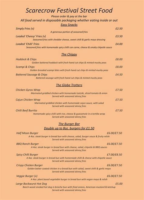 Menu At The Half Moon Pub And Bar Cottingham