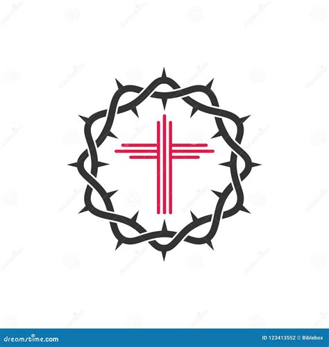 Church Logo Cross And Crown Of Thorns Stock Vector Illustration Of Dove Evangelist 123413552