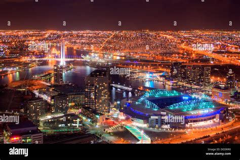 An Aerial View Of Melbourne, Australia At Night Stock Photo - Alamy