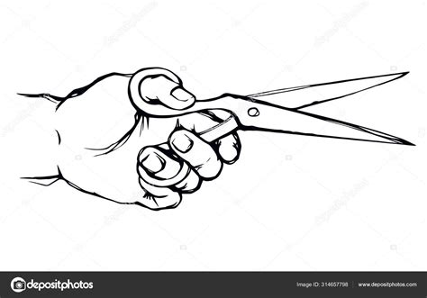 Hand With Scissors Vector Drawing Stock Vector Image By Marinka