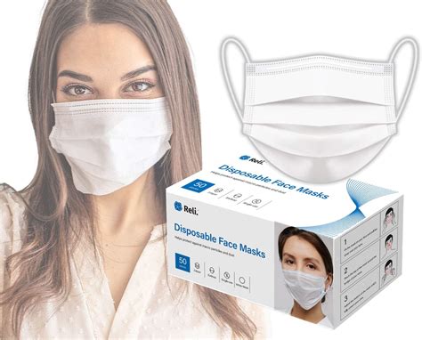 Amazon Reli White Face Mask 50 Masks 3 Layer Filter Protection